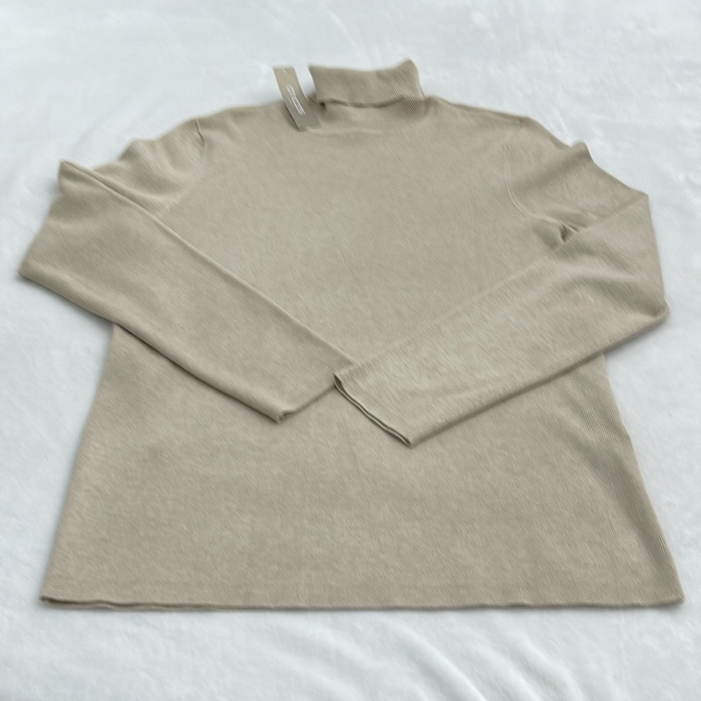 CHICOS PULLOVER LIGHT BROWN SWEATER SIZE 2 , NEW